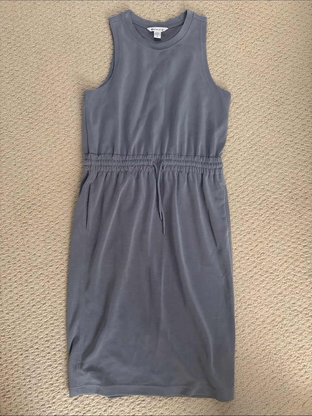 Athleta Drawstring Midi Dress in Slate blue medium